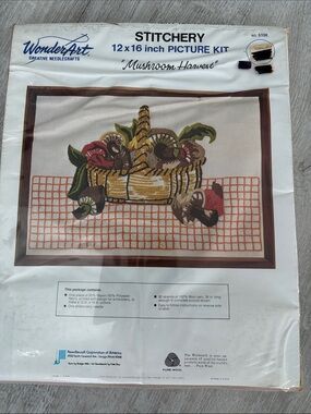 'WonderArt Creative Needlecrafts Vintage Mushroom Harvest Stitchery Kit